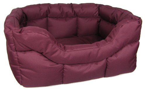 Image of P & L Superior Pet Beds Heavy Duty Rectangular Waterproof Softee Bed, Large, 75 x 60 x 27 cm, Burgundy