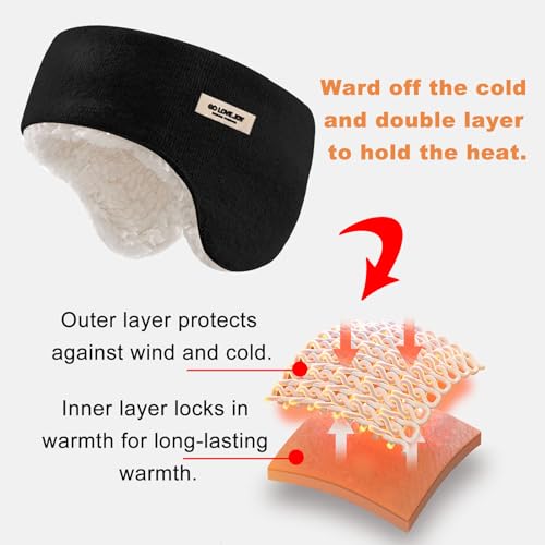 BSITSSS Ohrenwärmer Herren Damen, Winter Ohrenschützer, Schwarz Stirnband Ohrenschutz, Warmes Earmuffs, Moden Ear Warmers für Laufen, Yoga, Skifahren, Reiten, Fahrrad, Ohrabdeckung