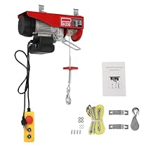 Electric Hoist Winch 440lbs, Automatic Lift Electric Cable Hoist with Wired Remote, Overhead Crane Garage Ceiling Pulley Winch, Electric Wire Rope Hoist, 39.4ft / 20 ft Lifting Height