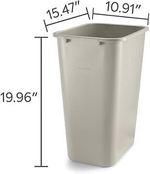 COASTWIDE Professional Plastic Trash Can, 10.25 Gallon, Beige