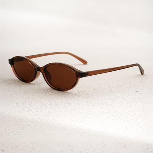 Retro Oval Cat Eye Sunglasses for Women Trendy Narrow Oval Sunnies 90s Vintage Shades4