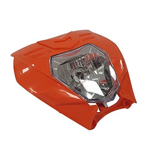 Plaque phare moto homologué Felix orange avec optique 12V BA20D 35/35W pour phare avant