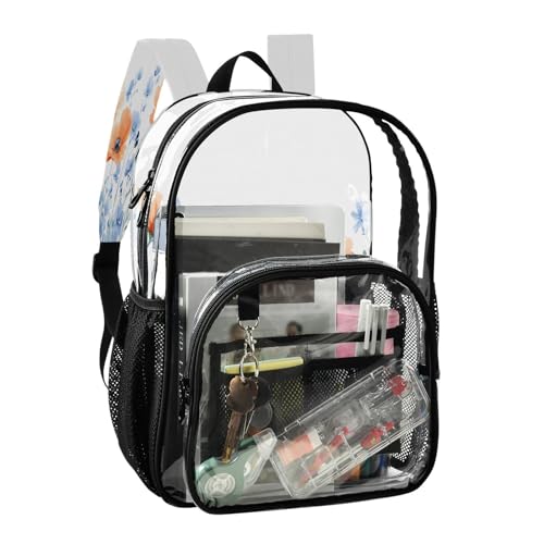 Watercolor Wildflowers Clear Backpack - Stadium Approved Large 15.7-inch Waterproof Transparent Bag for Sports, Concerts, Work, Travel#2812