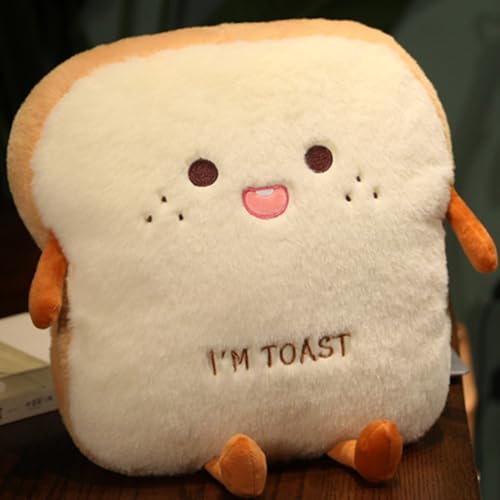 OUKEYI Toast Bread Plush Pillow, Brown, 15.7'' x 13.7'' x 5''