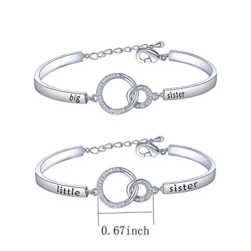 BNQL Sorority Big Sister Little Sister Bracelets Set Sisters Gift CZ Interlocking Circles Jewelry (big little sister bracelet set S)2