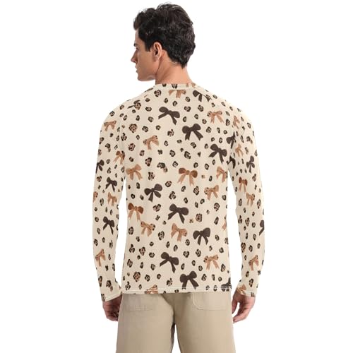 Mens UV Protection Shirts Rash Guard Long Sleeve UPF 50+ Leopard Bow Quick Dry S2