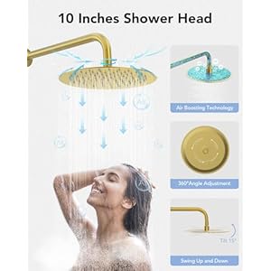 10highpressurerainfallshowersystemwithhandheldspraywallmountbathroomshowerfaucetsetwithtubspoutbrushedgold Urban Country Home Decor 10 high pressure rainfall shower system with handheld spray wall mount bathroom shower faucet set with tub spout brushed gold urban country home decor