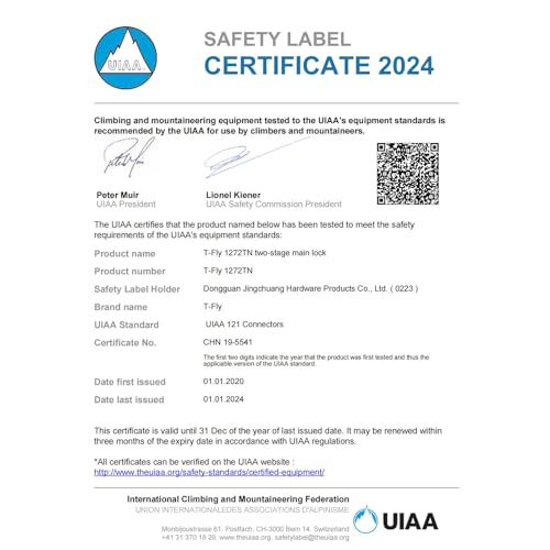 Favofit Mosquetão de escalada com trava resistente certificado UIAA 25 kn (2,549 kg) clipes de rocha