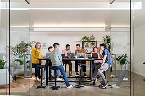 Image of Fully Luna Standing Desk and Task Stool - Ergonomic Balance Office Wobble Chair - Slip-Resistant Rubberized Base (White Base, Fern Green Cushion)