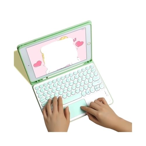 Funda para iPad Air 11 y 10.9 pulgadas con teclado táctil cuadrado y ratón verde 3
