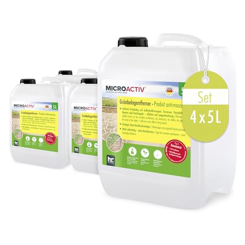 4 x 5 L Microactiv Steinreiniger/Grünbelag Entferner Konzentrat gegen Moos, Algen und Grünbelag