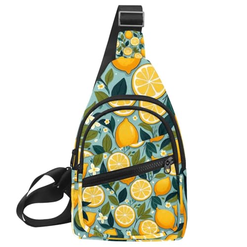 Riñonera cruzada de limones con correa regulable y diseño ergonómico para running