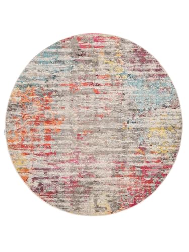 RugVista Monet, Alfombra Moderna, Pelo Corto, ∅ 200 cm, Redonda, Calidad cert. Oeko-Tex Standard 100, Polipropileno, Pasillo, Dormitorio, Cocina, Salón, Comedor, Despacho, Multicolor