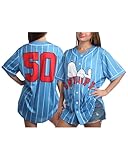 Peanuts Women's Snoopy Baseball Jersey - Novelty Fashion Vintage Snoopy Shirt - Jersey Top for Women (S-XL), Size Large, Snoopy Blue