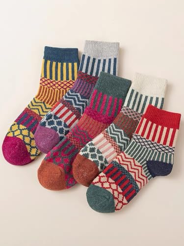 Aoxwomens Womens Cotton Crew Socks Thermal Heated Boot Slipper Midi Calf Sock,Cute Xmas Gift for Winter Snow Cold Weather2