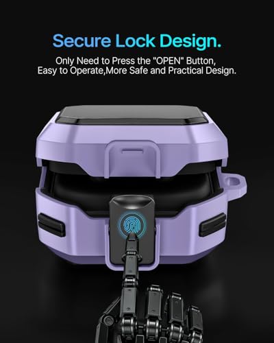 Image of Meyaar Safety Lock Case for Samsung Galaxy Buds 4 Pro /for Galaxy Buds 4 Case (2026) [Compatible with MagSafe] with Cleaning Kit & Keychain, (Purple)