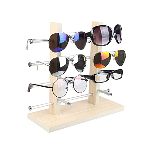 Expositor de gafas de madera de roble con soporte vertical para organizar lentes 2