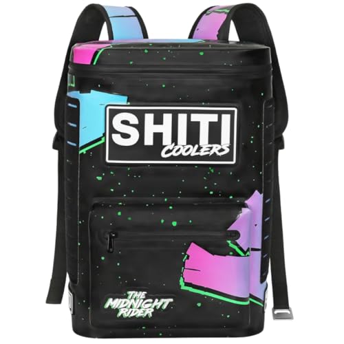 SHITI Coolers Backpack for Camping Travel Beach Soft Lunch Box for Food Drinks & Ice Portable Waterproof 24 Hr Insulated Bag with Shoulder Straps Customizable the Midnight Rider 15 Cans