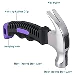 Small Claw Hammer - Mini Hammer for Women&Kids, Camping Hammer, Stubby Tack Hammer, Nail Hammer with Magnetic (Purple) - Image 3