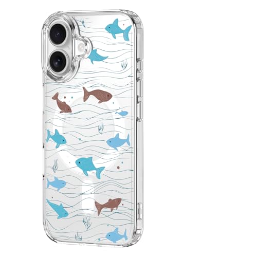 Coque magnétique iPhone 16 vagues poisson océan pour fille