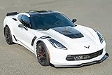 Replacement For 2014-2019 Chevrolet Corvette C7 | Z06 Stage 2.5 Extended Style Front Bumper Lower Lip Splitter With Side Winglet Extensions Pair (ABS Plastic - Painted Carbon Flash)