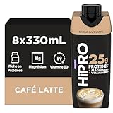 Hipro - Boisson protéinée goût café latte - 330ml - Lot de 8x330ml...