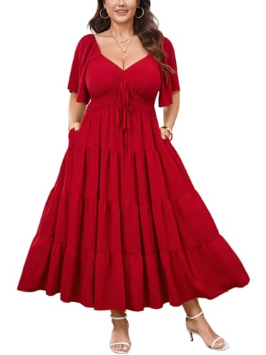 CICIDUDU Plus Size Casual Summer Boho Maxi Dress for Curvy