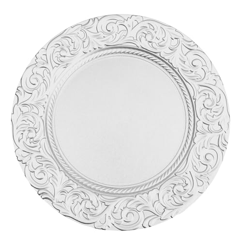 Set de 100 Platos Cargadores Reutilizables Redondos Plateados miniatura 1