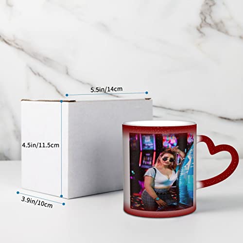 Naispanda Herz Zaubertasse mit Foto Name Text Bedrucken Lassen Magic Mug Personalisieren Fototasse Zauberbecher Selbst Gestalten Tasse Personalisiert Zaubertasse Bedruckt mit Foto Kaffeebecher Rot