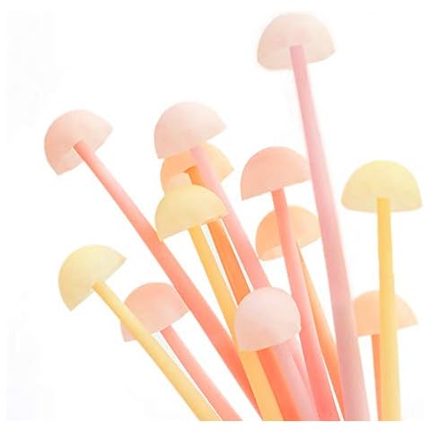 Funny live 6 Pcs/Set Bendable Luminous Gel Rollerball Pens, Creative Silicone Gel Pen Free to Bend, Soft Leaves Touch Comfortably, 0.5mm Black Ink, Office Home Bedroom Decoration (Mushroom) Cover
