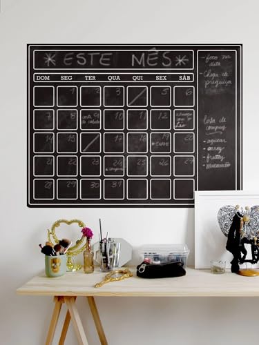Lousa Calendário Adesivo Quadro Planner Mensal Semanal