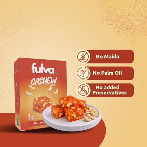 Image of Fulva Cashew Halwa 200g, Authentic Kozhikoden Halwas, Traditional Kerala Sweet, Soft Chewy Indian Dessert Kerala Halwa, Kozhikode Halwas, Festival Sweet Gift Pack, Indian Mithai)