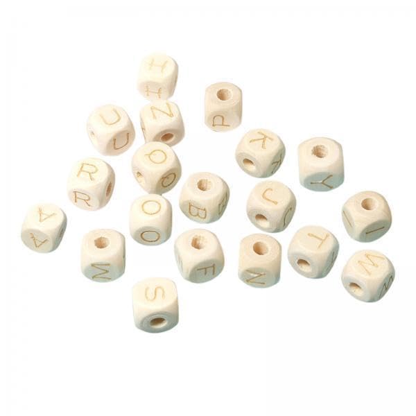 SNAPPSY 2x26x Wood Letter Beads Square Large Jewelry Making Bracelet DIY Loose Bead-picture-33