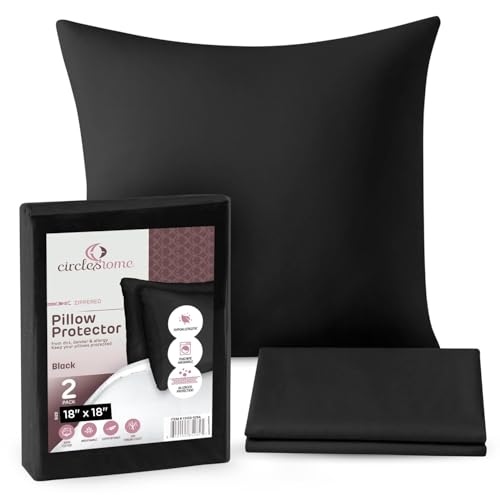 CIRCLESHOME Throw Pillow Protectors - 100% Cotton Breathable Pillowcases - 18 X 18 Square Pillowcases - Protects Pillows from Dirt, Dust and Debris (Square Pillow - 2 Pack- 18x18)