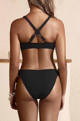 Aqua Eve Women Bikini Set - Two Piece Swimsuit Low Rise Bathing Suit Knot Tie Bikini2