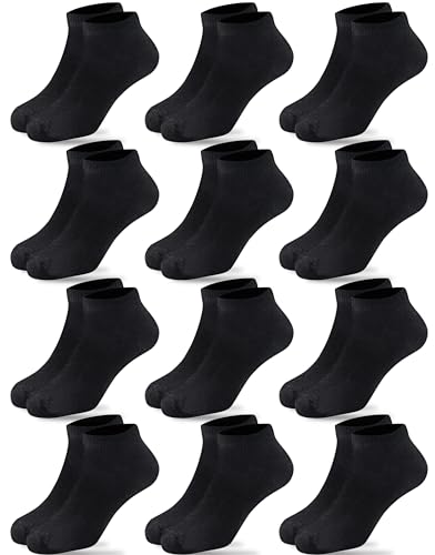 Duufin 12 Pairs Toddler Athletic Ankle Socks Toddlers Athletic Low Cut Socks Half Cushion Black Sock for Toddler Boys Girls, 2-4T