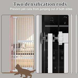 UVIPC 61.02" Extra Tall Cat Gate with pet door Wide Pressure Mounted Tall Gate Metal Black Dog Pet Cat Tall Gates for Doorways pet door