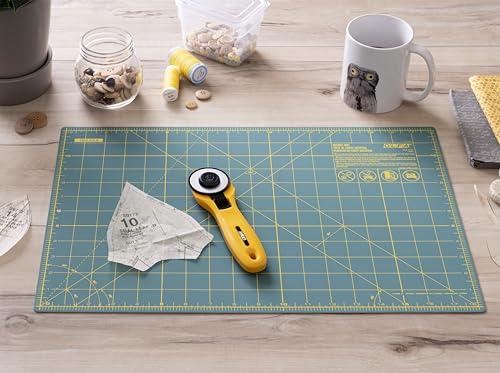 OLFA Kit de corte de tecido (RTY-2CYEL/ST-01) - Tapete de corte rotativo autorreparável de 30 cm x 4