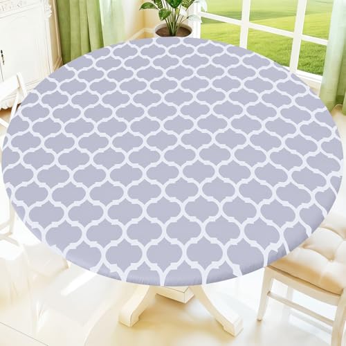 Moosfor Printed Spandex Round Tablecloth Fitted Table Cloth for 36-44 Table