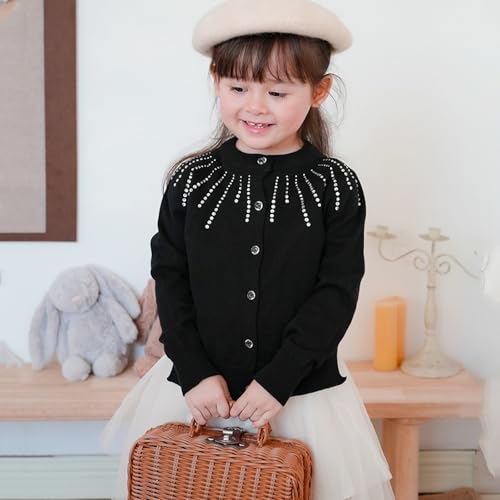 Girls Sequin Knitted Cardigan Long Sleeve Button School Uniforms Sweaters Toddler Bolero Shrug Cropped Tops Fall Knit Outwear2