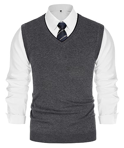 PJ PAUL JONES Mens Sweater Vest Wool Blended Knitted Vest Sweaters V-Neck Sleeveless Pullover Vests2