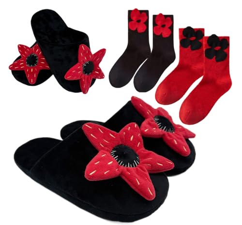 Jmocbin Unisex Horror Flower Costume Slippers Shoes Socks Fashion Comfortable Cosplay Jumpsuit Onesie Pajamas (Red, X-Large)
