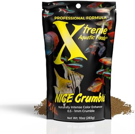 Xtreme Nice Crumbles – Color Enhancer for Small to Medium Fish – Max Protein Formula, Resealable Pouch, Ideal Supplementary Fish Food – USA Farm Grown (10oz)