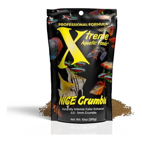 Xtreme Nice Crumbles - Color Enhancer for Small to Medium Fish - Max Protein Formula, Resealable Pouch, Ideal Supplementary Fish Food - USA Farm Grown (10oz) Cover