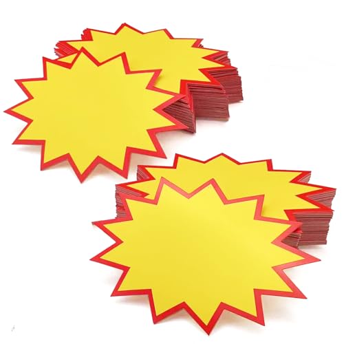Étiquettes de prix étoile jaunes de 16,8x13 cm pour commerce et vide-grenier en lot de 200