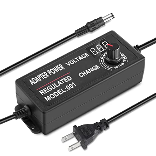 Facmogu 3V-12V 5A 60W Adjustable Power Supply With Led Display, Variable Dc 3V 5V 6V 9V 12V Universal Ac/Dc Adapter, 100V-240V Ac To Dc 3-12V Switching Power Converter Multi-Voltage Regulated Adaptor #TOP7