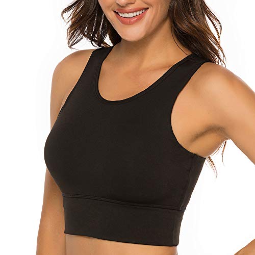 Nine Bull Sports Bras For Women High Impact Sports Bra - Removable Padded Yoga Racerback Bra Workout Crop Tops (Black, L) #TOP2