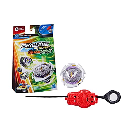 Beyblade Burst QuadDrive - Kit Inicial con Top Destruction Belfyre B7 Tipo Ataque/energía - Top de Batalla con Lanzador Incluido