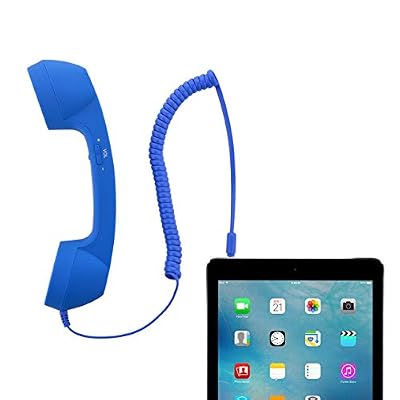 CM Vintage Retro Telephone Handset Cell Phone Receiver MIC Microphone for Cellphone Smartphone, 3.5 mm Socket (Blue)