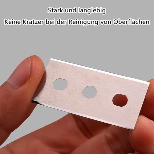 Ceranfeldschaber Ersatzklingen, 43mm, 48 Stück Doppelseitige Schaberklingen, Klingen für Ceranfeldschaber, Ceranfeldschaber Klingen, Ersatzklingen mit drei Löchern Für Glasschaber und Kochfeld Schaber